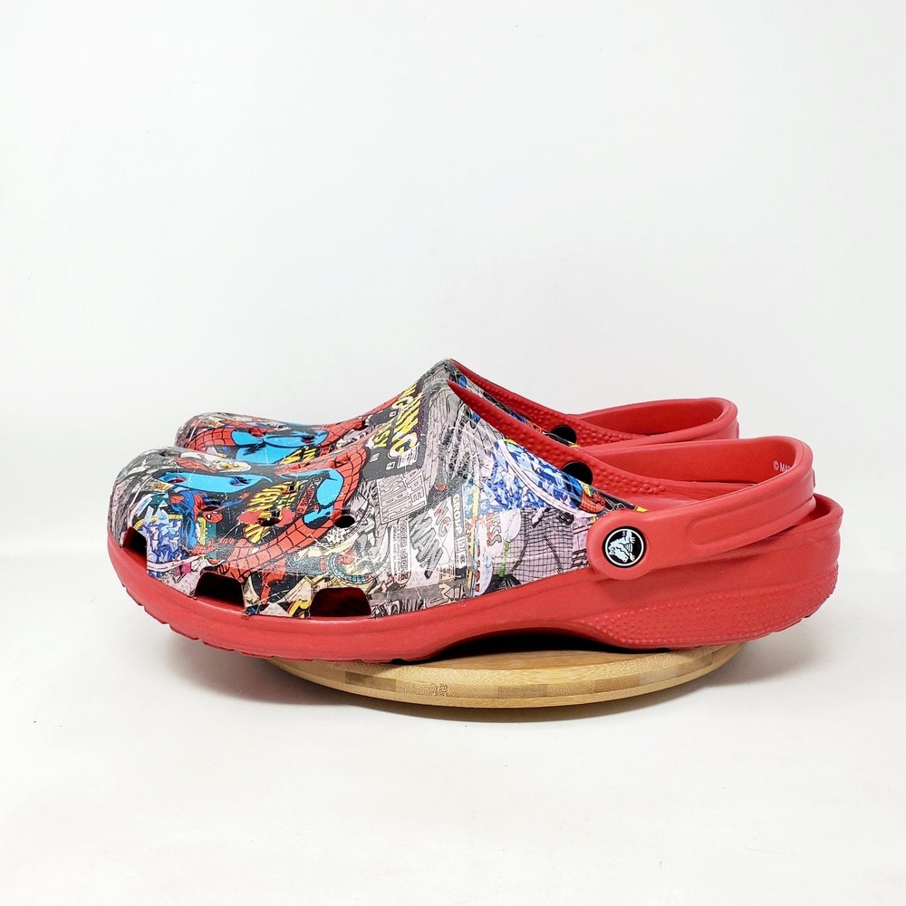 Crocs Spiderman Shoes Mens 13 Marvel Red Slip On Clasic Clog Sandals - Picture 2 of 12